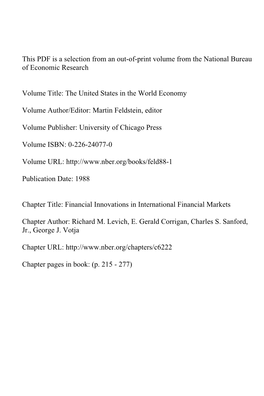 Financial Innovations in International Financial Markets