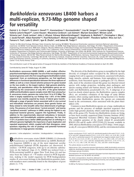 Burkholderia Xenovorans LB400 Harbors a Multi-Replicon, 9.73-Mbp Genome Shaped for Versatility