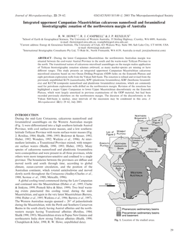 Integrated Uppermost Campanian–Maastrichtian Calcareous Nannofossil and Foraminiferal Biostratigraphic Zonation of the Northwestern Margin of Australia