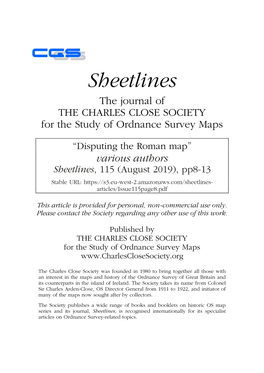 Sheetlines the Journal of the CHARLES CLOSE SOCIETY for the Study of Ordnance Survey Maps