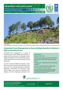 Sustainable Forest Management to Secure Multiple Benefits in Pakistan’S High Conservation Areas