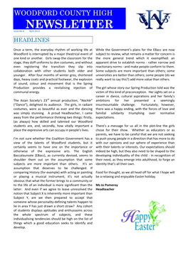 NEWSLETTER Issue No 8 April 2013 HEADLINES S