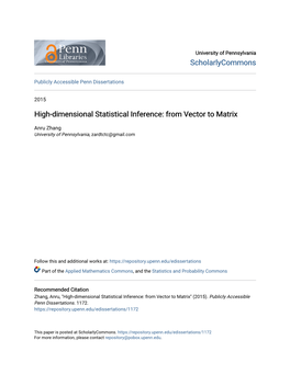 High-Dimensional Statistical Inference: from Vector to Matrix
