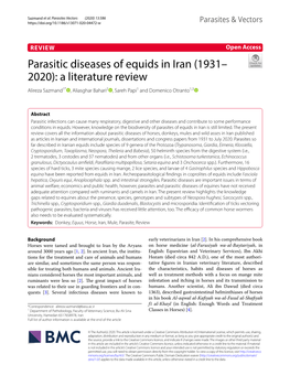 Parasitic Diseases of Equids in Iran (1931–2020): a Literature Review