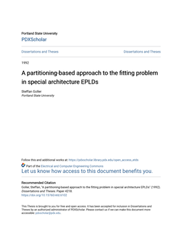 A Partitioning-Based Approach to the Fitting Problem in Special Architecture Eplds