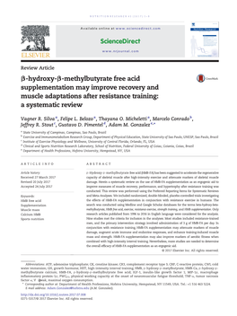 Î²-Hydroxy-Î²-Methylbutyrate Free Acid Supplementation May Improve