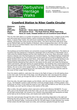 Cromford Station to Riber Castle Circular