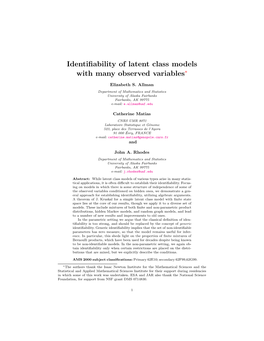 Identifiability of Latent Class Models with Many Observed Variables