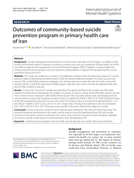 Outcomes of Community-Based Suicide Prevention Program In