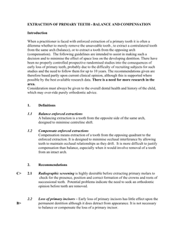 Extraction of Primary Teeth - Balance and Compensation