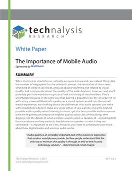 The Importance of Mobile Audio Sponsored By