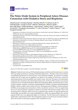 The Nitric Oxide System in Peripheral Artery Disease: Connection with Oxidative Stress and Biopterins