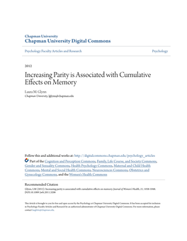 Increasing Parity Is Associated with Cumulative Effects on Memory Laura M