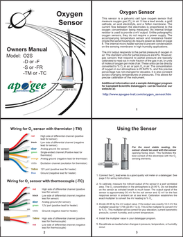 Oxygen Sensor Oxygen This Sensor Is a Galvanic Cell Type Oxygen Sensor That