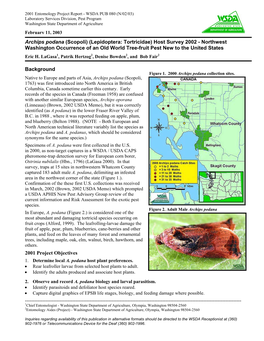 Archips Podana (Scopoli) (Lepidoptera: Tortricidae) Host Survey 2002 - Northwest Washington Occurrence of an Old World Tree-Fruit Pest New to the United States