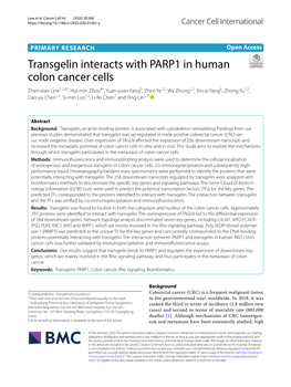 Transgelin Interacts with PARP1 in Human Colon Cancer Cells