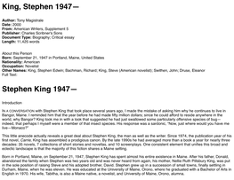 Stephen King 1947—