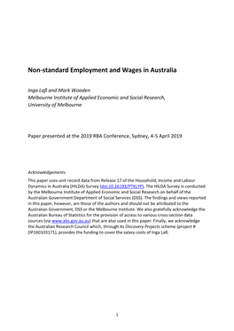 Non-Standard Employment and Wages in Australia