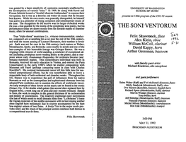 THE SONI'ventorum Perfonnances Today Are Drawn Mostly from His Sizeable Output of Chamber Music