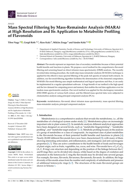 Mass Spectral Filtering by Mass-Remainder Analysis (MARA) at High Resolution and Its Application to Metabolite Proﬁling of Flavonoids