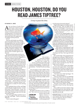 HOUSTON, HOUSTON, DO YOU READ JAMES TIPTREE? a Way to Pass the Time