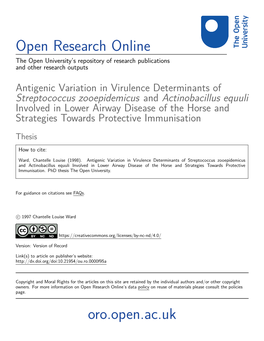 Ün0£5Teicreo ANTIGENIC VARIATION in VIRULENCE