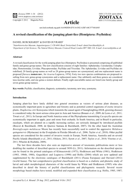 A Revised Classification of the Jumping Plant-Lice (Hemiptera: Psylloidea)