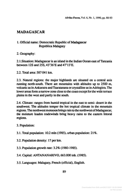 Downloaded from Brill.Com09/27/2021 05:25:09AM Via Free Access MADAGASCAR CLIMAT I C DIAGRAMS --.------,..----...--12