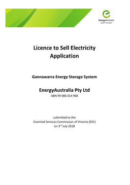 Licence to Sell Electricity Application