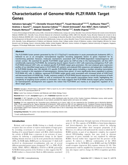 Characterisation of Genome-Wide PLZF/RARA Target Genes