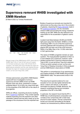 Supernova Remnant W49B Investigated with XMM-Newton 25 March 2020, by Tomasz Nowakowski