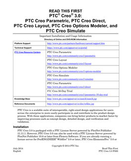 READ THIS FIRST PTC® Creo®