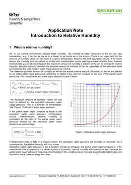 Application Note Introduction to Relative Humidity