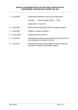 Geothermal Exploration Licence No: 407