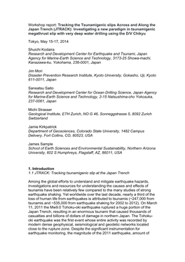 Workshop Report: Tracking the Tsunamigenic Slips Across And