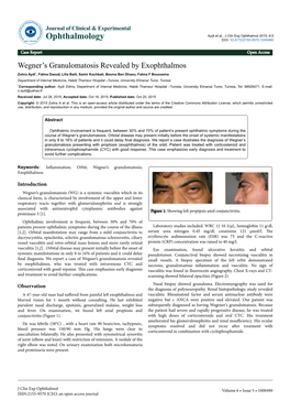 Wegner's Granulomatosis Revealed by Exophthalmos