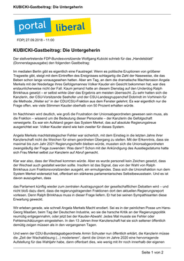 KUBICKI-Gastbeitrag: Die Untergeherin