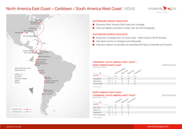 North America East Coast — South America West Coast & Caribbean