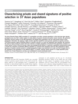 Characterising Private and Shared Signatures of Positive Selection in 37 Asian Populations