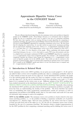 Approximate Bipartite Vertex Cover in the CONGEST Model