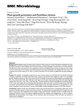 Plant Growth Promotion and Penicillium Citrinum