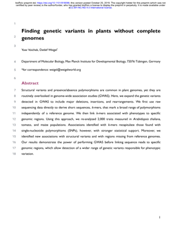 Finding Genetic Variants in Plants Without Complete Genomes