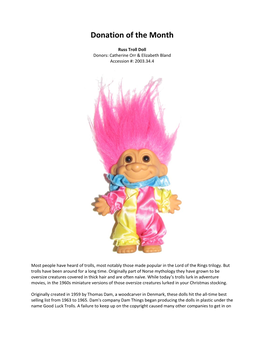 Russ Troll Doll Donors: Catherine Orr & Elizabeth Bland Accession #: 2003.34.4