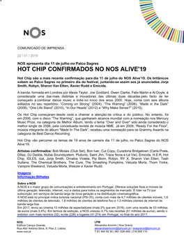 Hot Chip Confirmados No Nos Alive'19