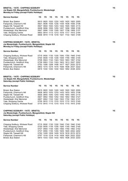 BRISTOL - YATE - CHIPPING SODBURY Y5 Via Staple Hill, Mangotsfield, Pucklechurch, Westerleigh Monday to Friday (Except Public Holidays)