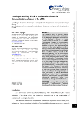 A Look at Teacher Education of the Communication Professors in the UFRR