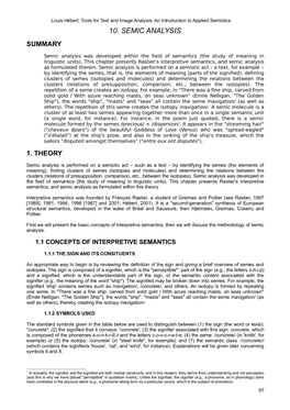 10. Semic Analysis Summary