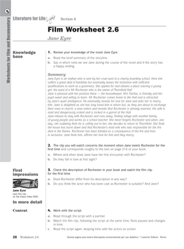 Film Worksheet 2.6 Jane Eyre