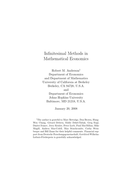 Infinitesimal Methods in Mathematical Economics
