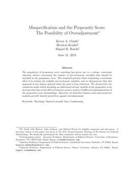 Misspecification and the Propensity Score